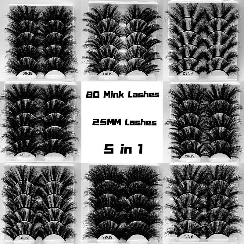 5D 25mm Mink Eyelashes, 5 Pairs