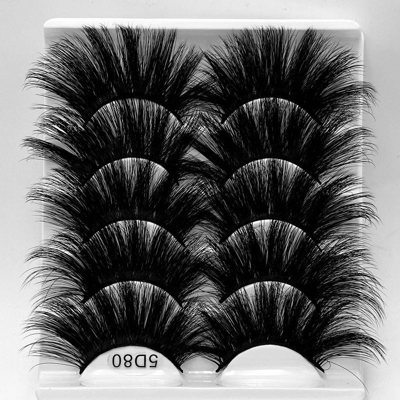 5D 25mm Mink Eyelashes, 5 Pairs, Lengthening & Thickening