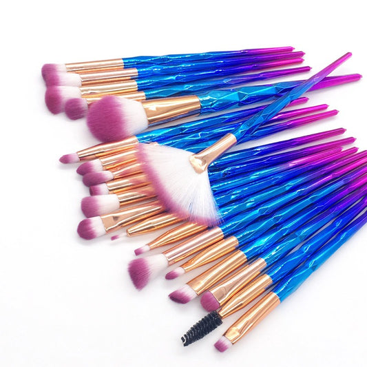 20-Piece Multifunctional Eyeshadow Brush Set with Diamond Handles